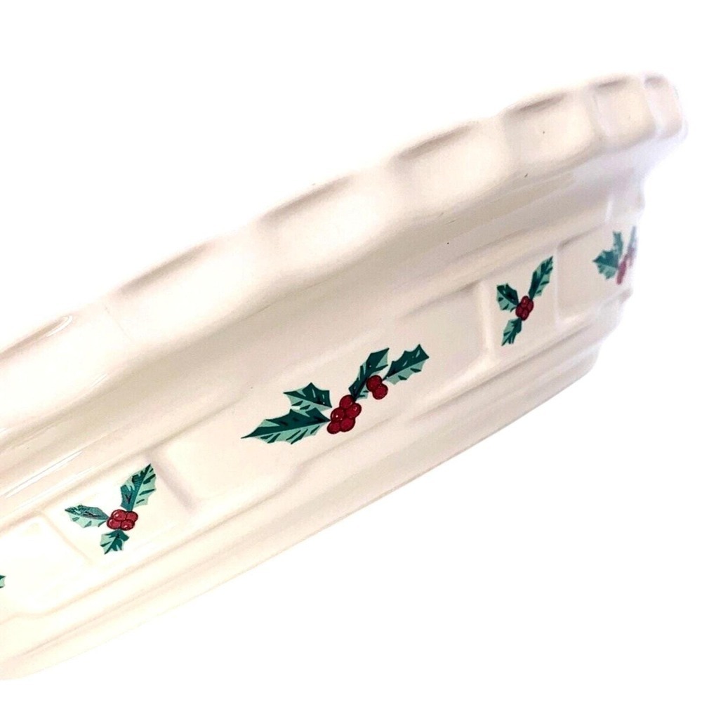 Longaberger Pottery‎ TRADITIONAL HOLLY 10" Grandma Bonnie's Pie Plate Vintage